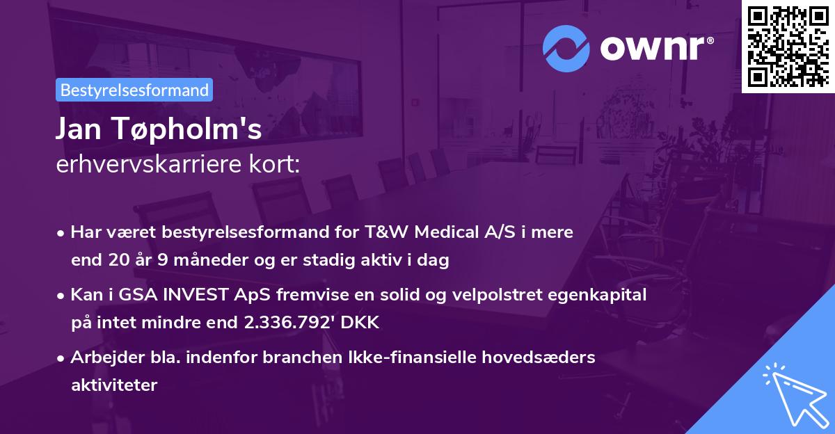 Jan Tøpholm's erhvervskarriere kort