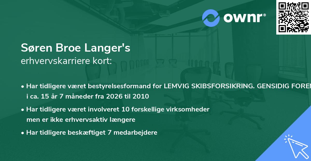 Søren Broe Langer's erhvervskarriere kort