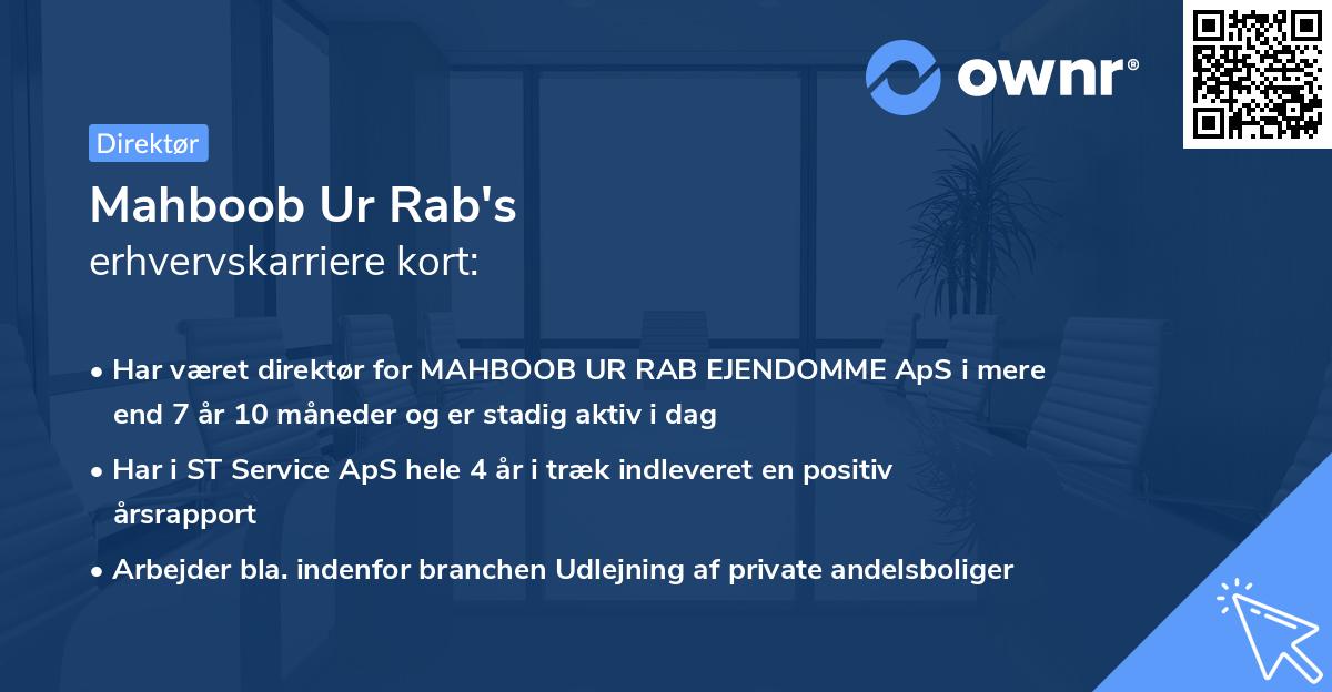 Mahboob Ur Rab's erhvervskarriere kort