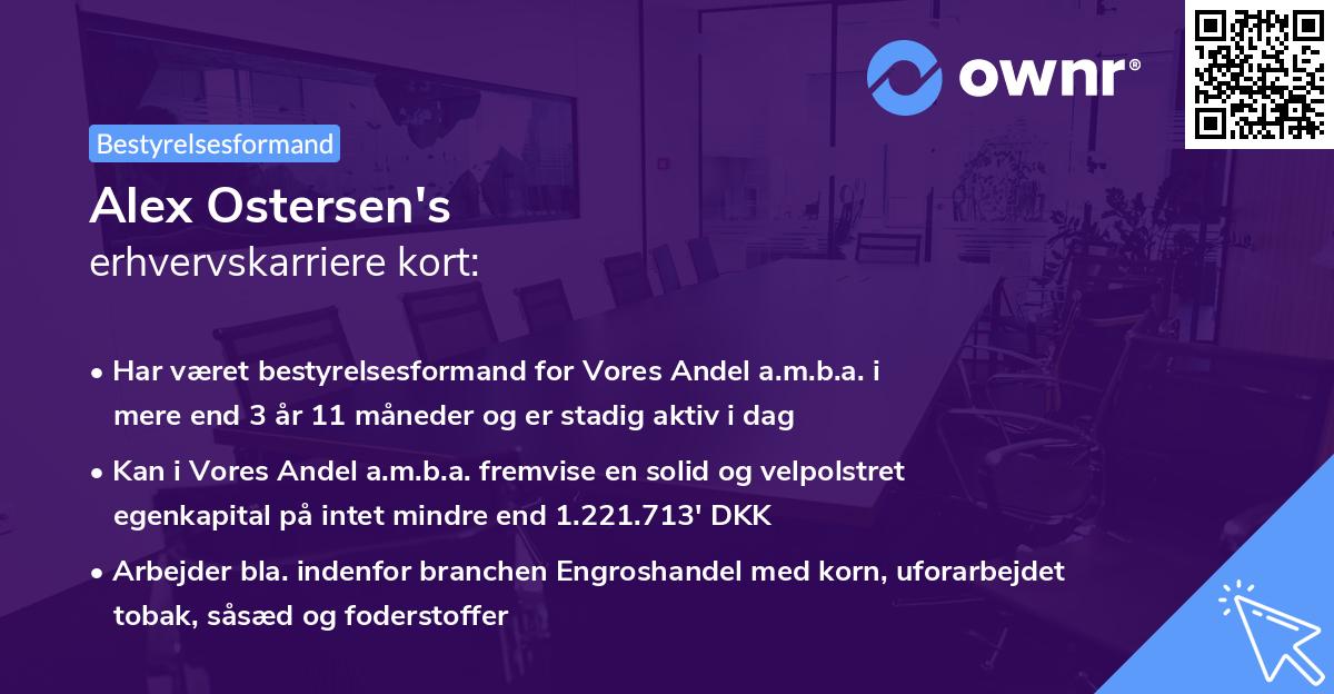 Alex Ostersen's erhvervskarriere kort