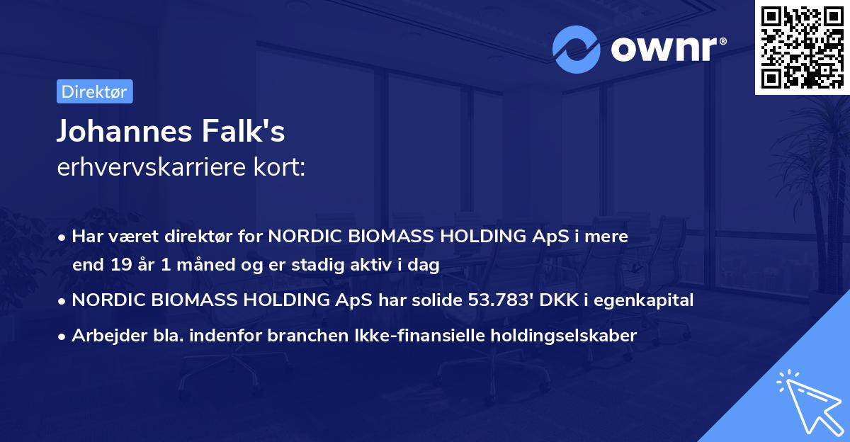 Johannes Falk's erhvervskarriere kort