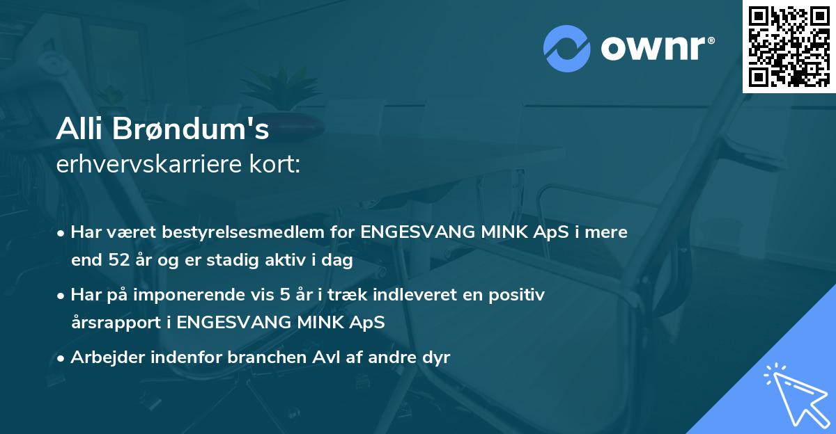 Alli Brøndum's erhvervskarriere kort