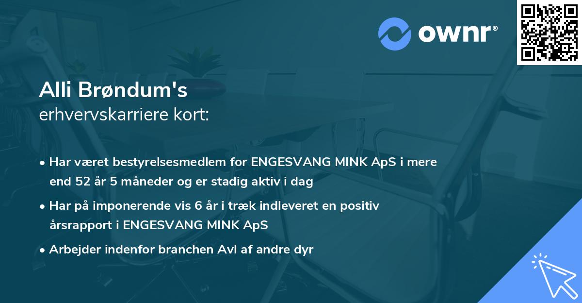 Alli Brøndum's erhvervskarriere kort