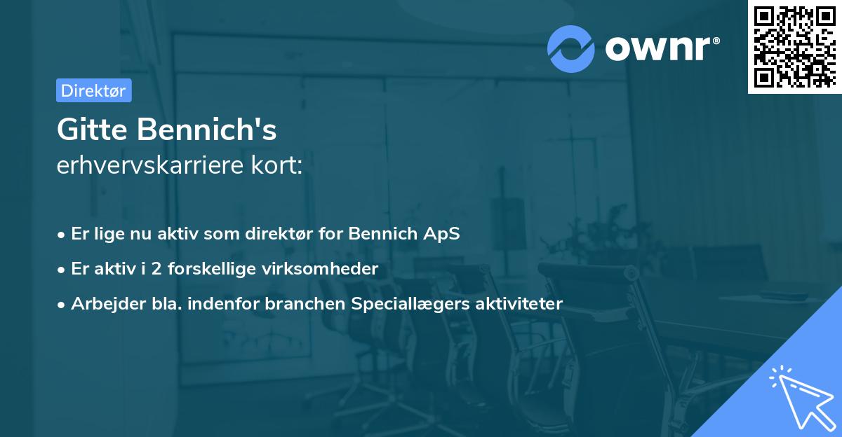 Gitte Bennich's erhvervskarriere kort