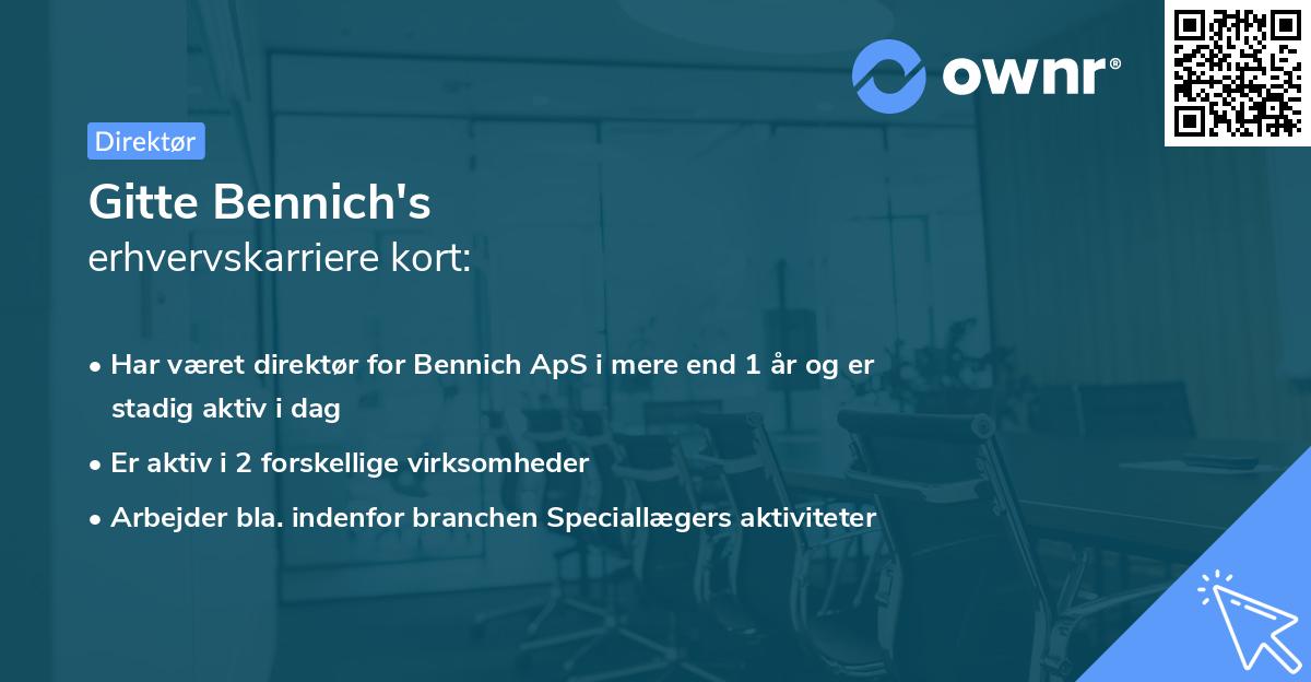 Gitte Bennich's erhvervskarriere kort