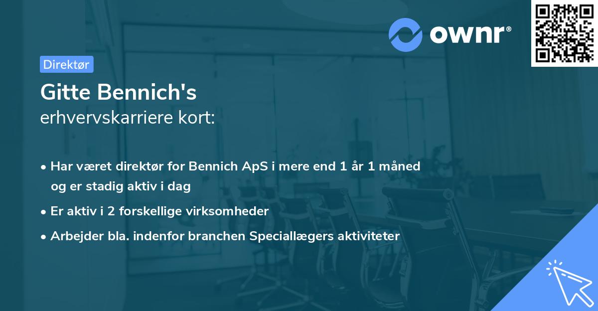 Gitte Bennich's erhvervskarriere kort