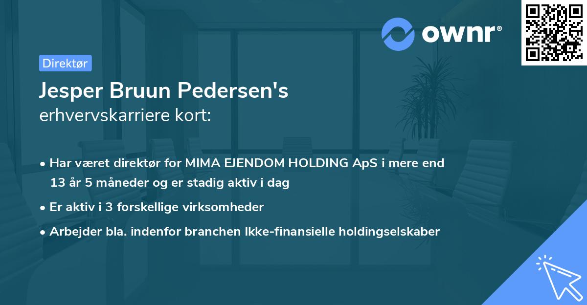 Jesper Bruun Pedersen's erhvervskarriere kort