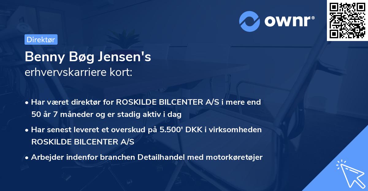 Benny Bøg Jensen's erhvervskarriere kort