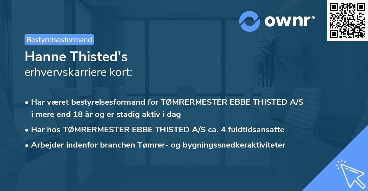 Hanne Thisted's erhvervskarriere kort