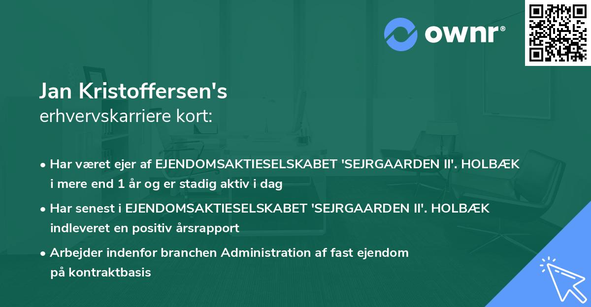 Jan Kristoffersen's erhvervskarriere kort