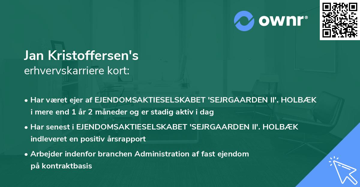 Jan Kristoffersen's erhvervskarriere kort