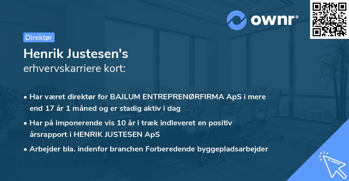 Henrik Justesen's erhvervskarriere kort