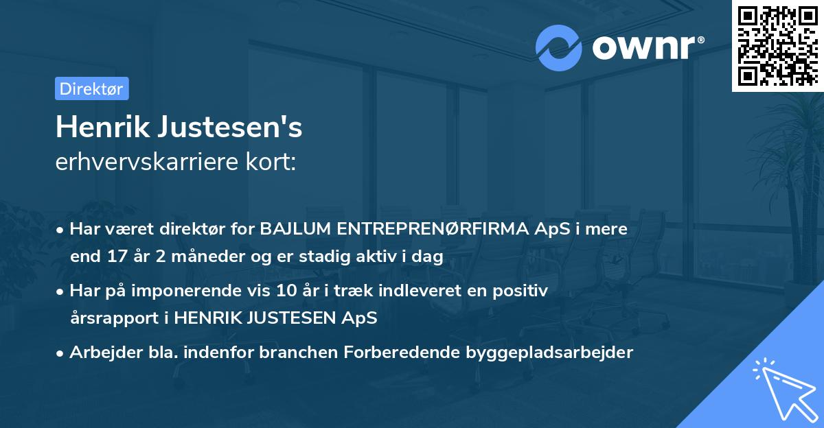 Henrik Justesen's erhvervskarriere kort