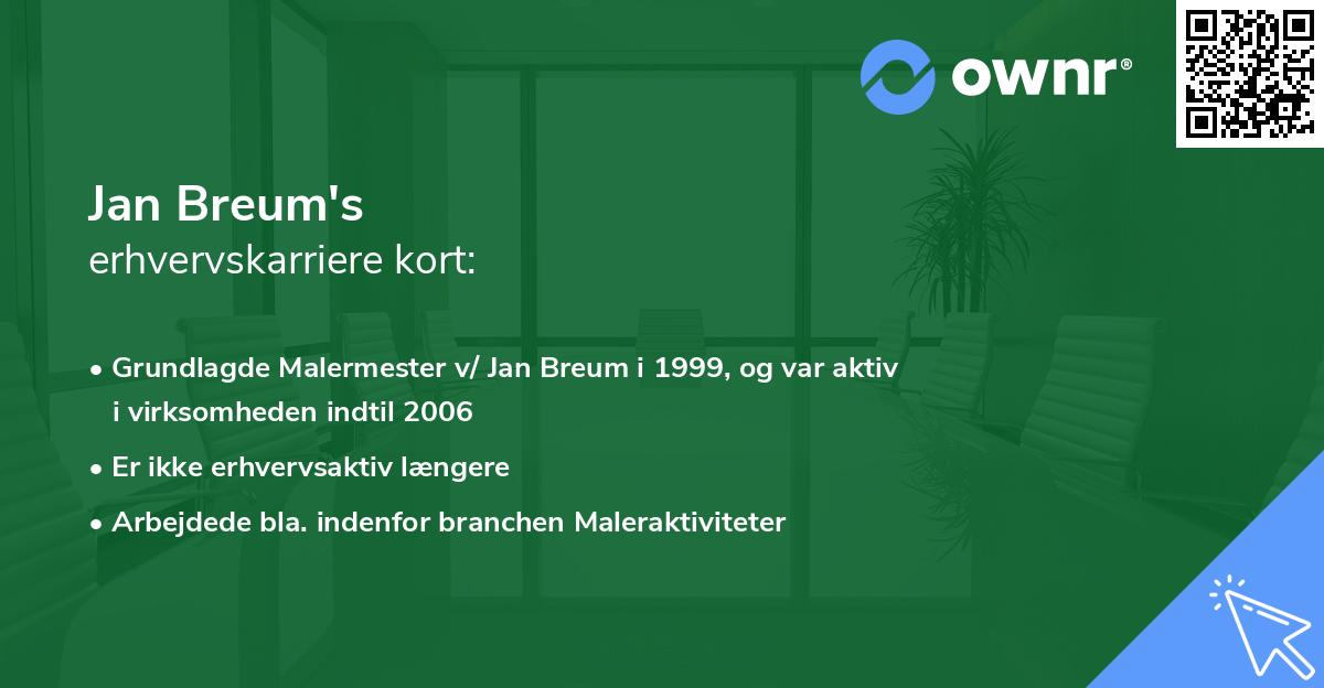 Jan Breum's erhvervskarriere kort