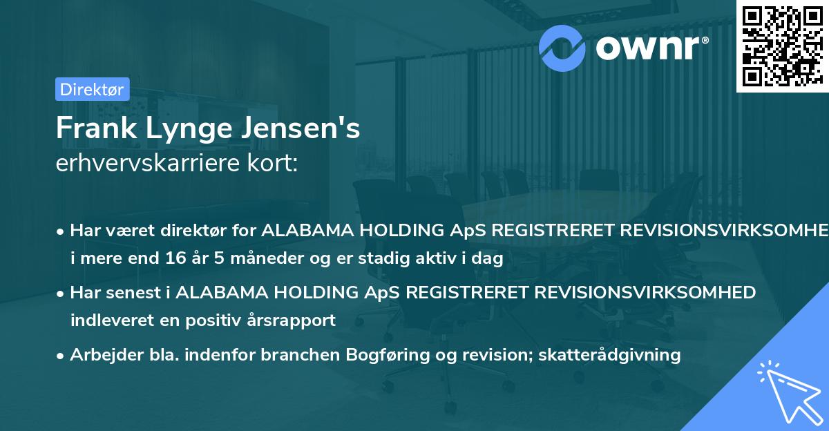 Frank Lynge Jensen's erhvervskarriere kort