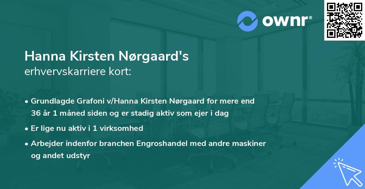 Hanna Kirsten Nørgaard's erhvervskarriere kort