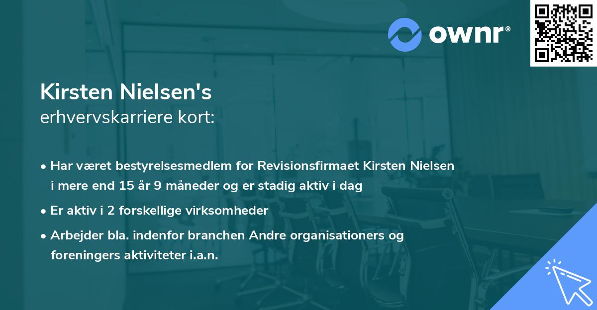 Kirsten Nielsen's erhvervskarriere kort