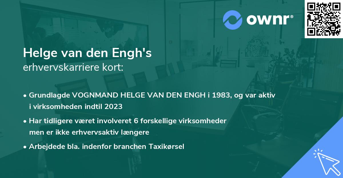 Helge van den Engh's erhvervskarriere kort