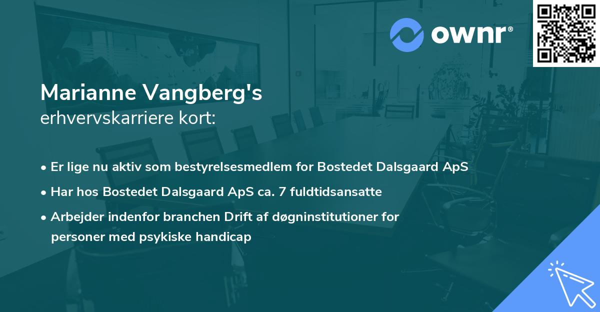 Marianne Vangberg's erhvervskarriere kort