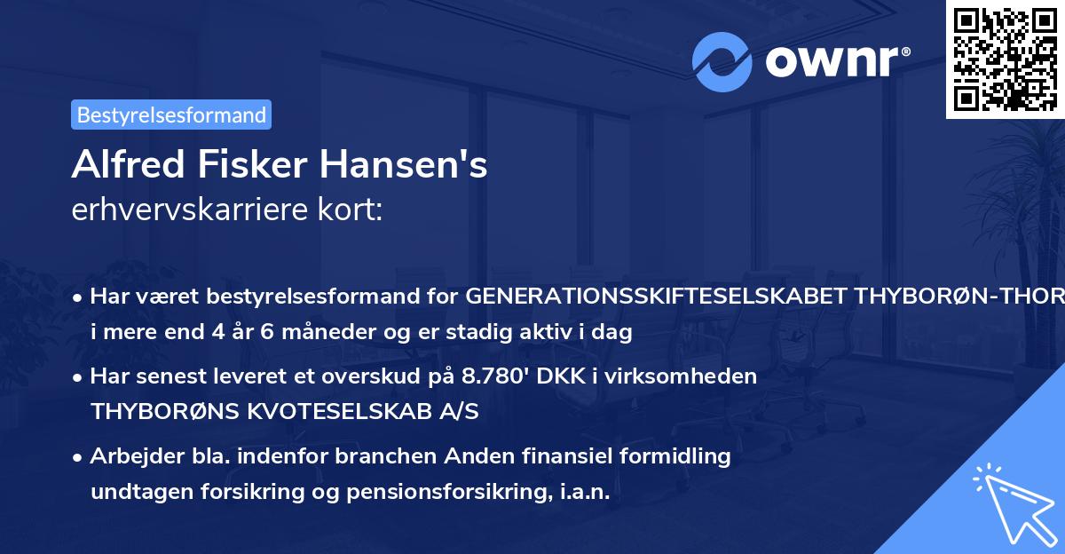 Alfred Fisker Hansen's erhvervskarriere kort