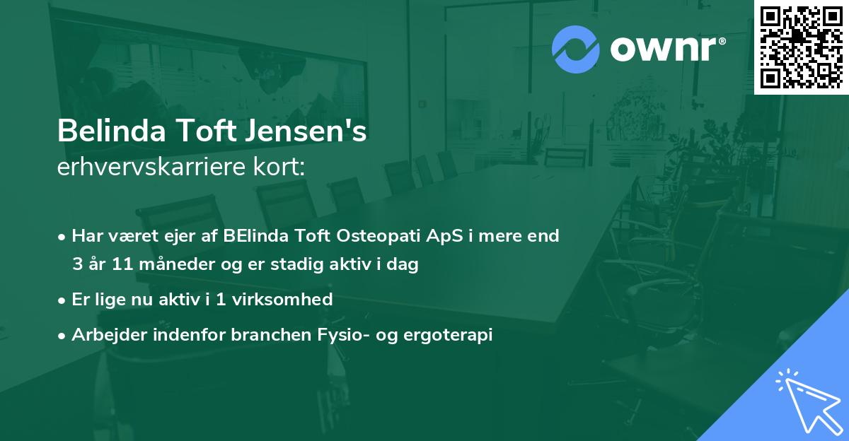 Belinda Toft Jensen's erhvervskarriere kort