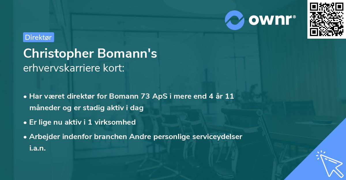 Christopher Bomann's erhvervskarriere kort