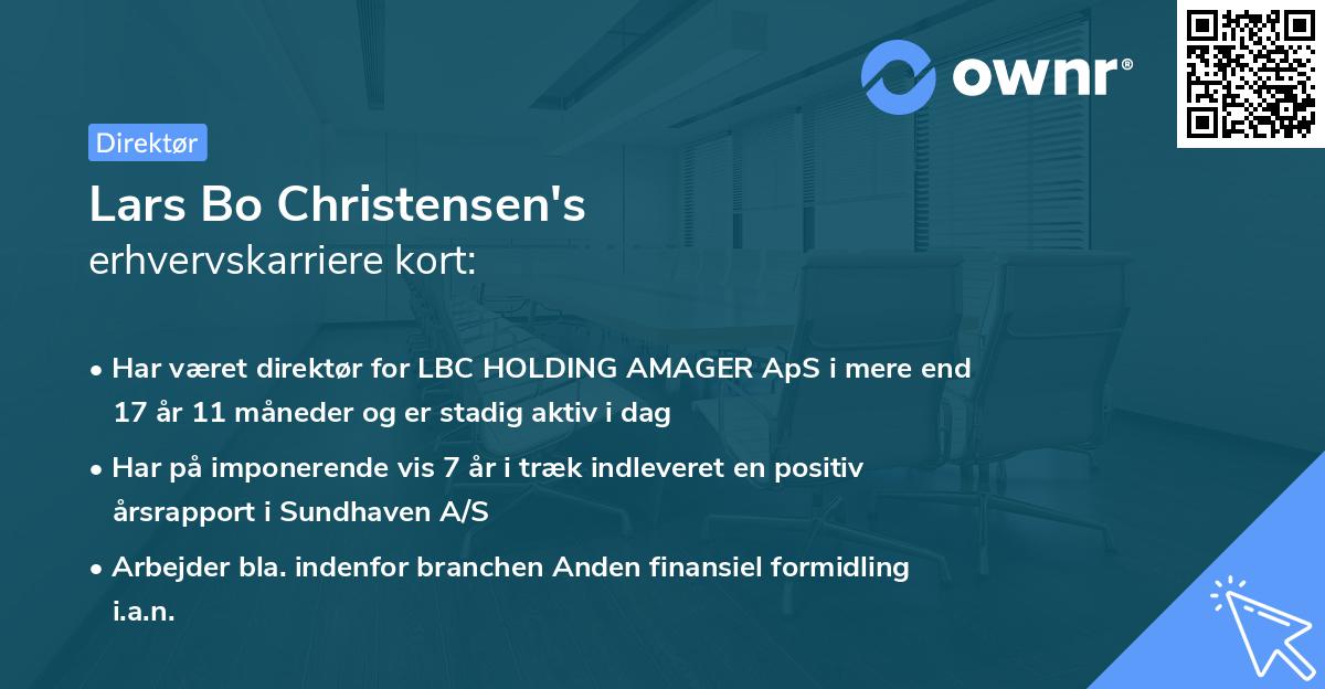 Lars Bo Christensen's erhvervskarriere kort