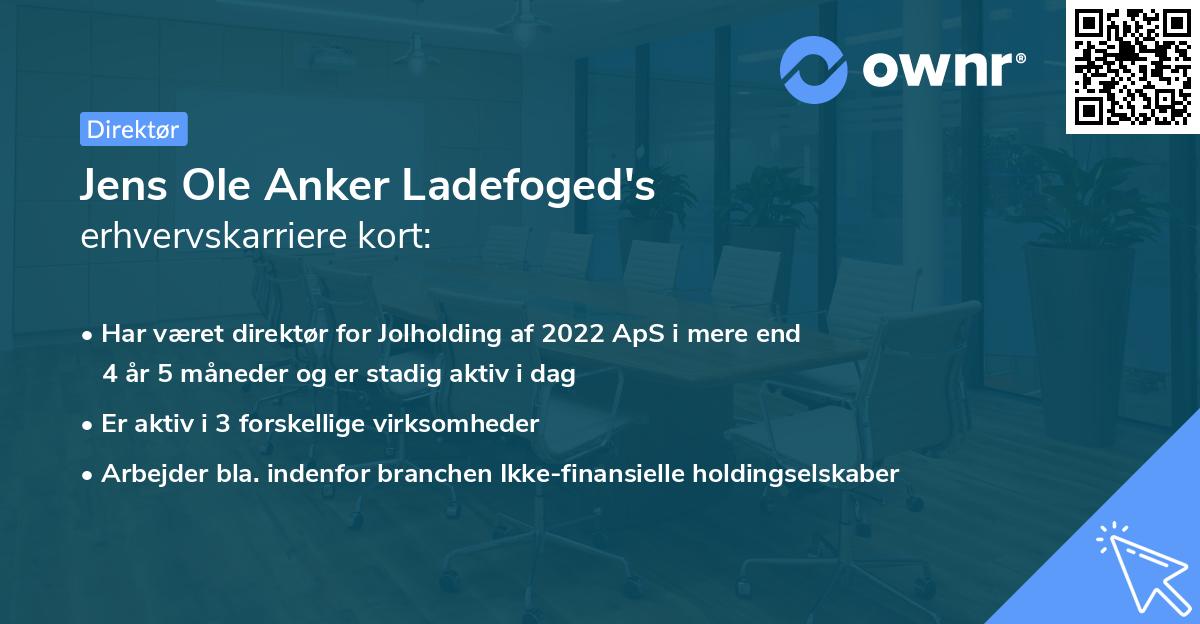 Jens Ole Anker Ladefoged's erhvervskarriere kort