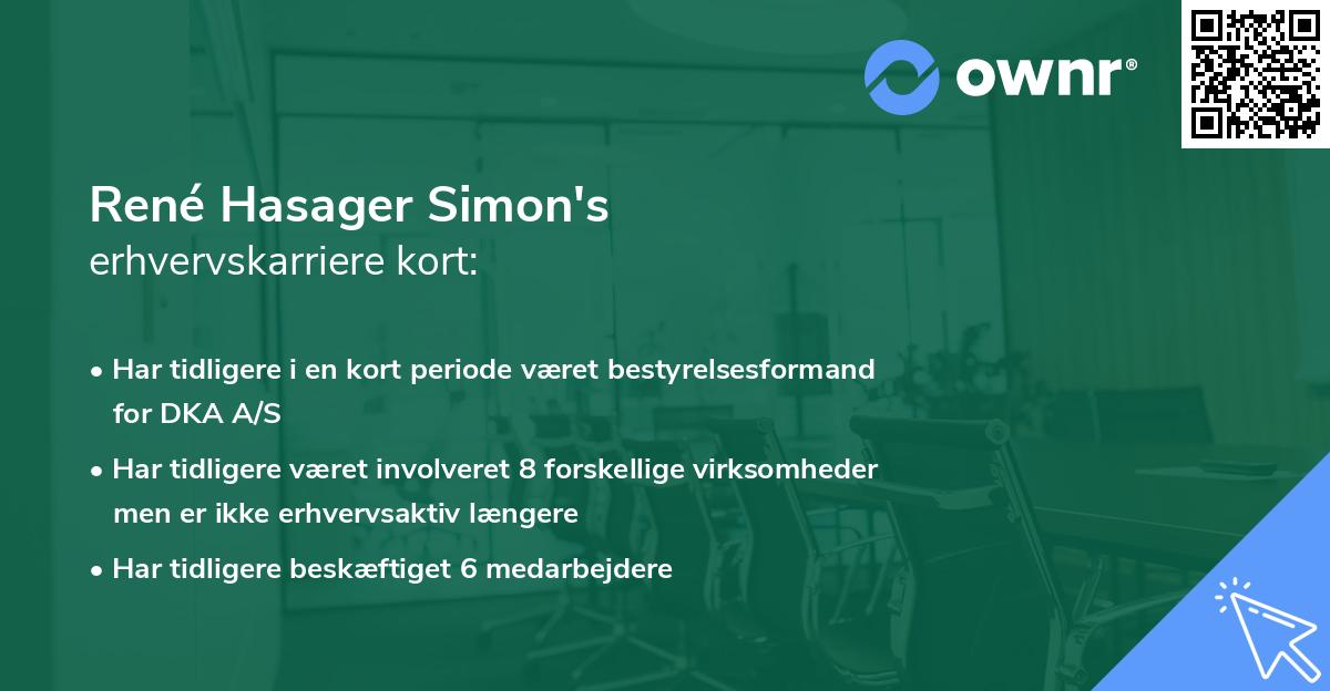 René Hasager Simon's erhvervskarriere kort