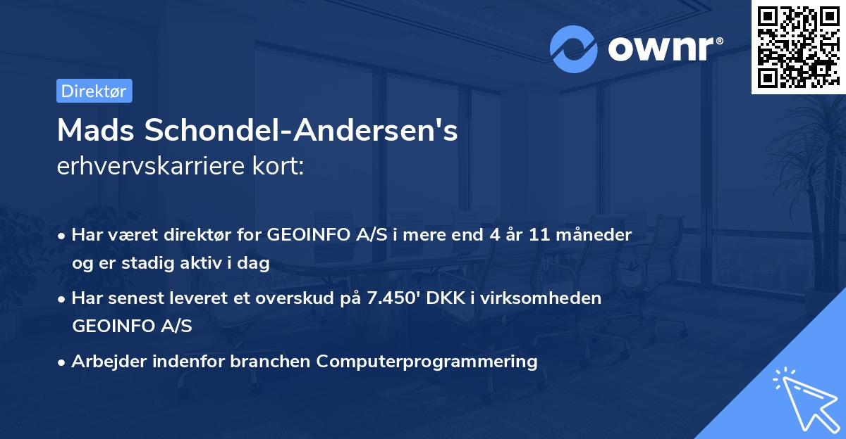 Mads Schondel-Andersen's erhvervskarriere kort