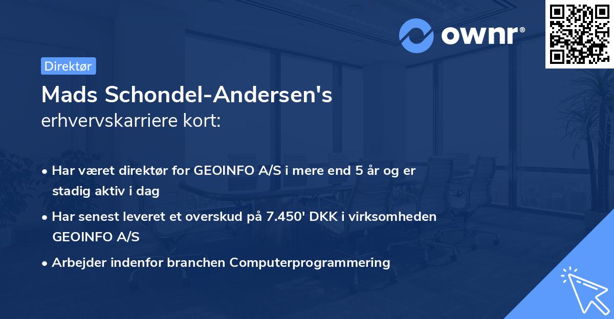 Mads Schondel-Andersen's erhvervskarriere kort