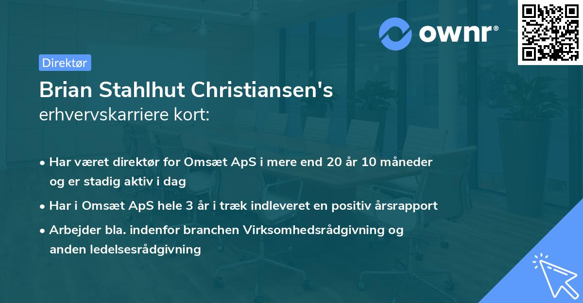Brian Stahlhut Christiansen's erhvervskarriere kort