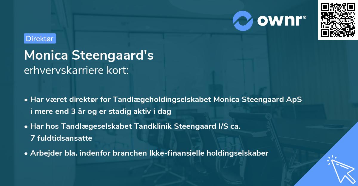 Monica Steengaard's erhvervskarriere kort