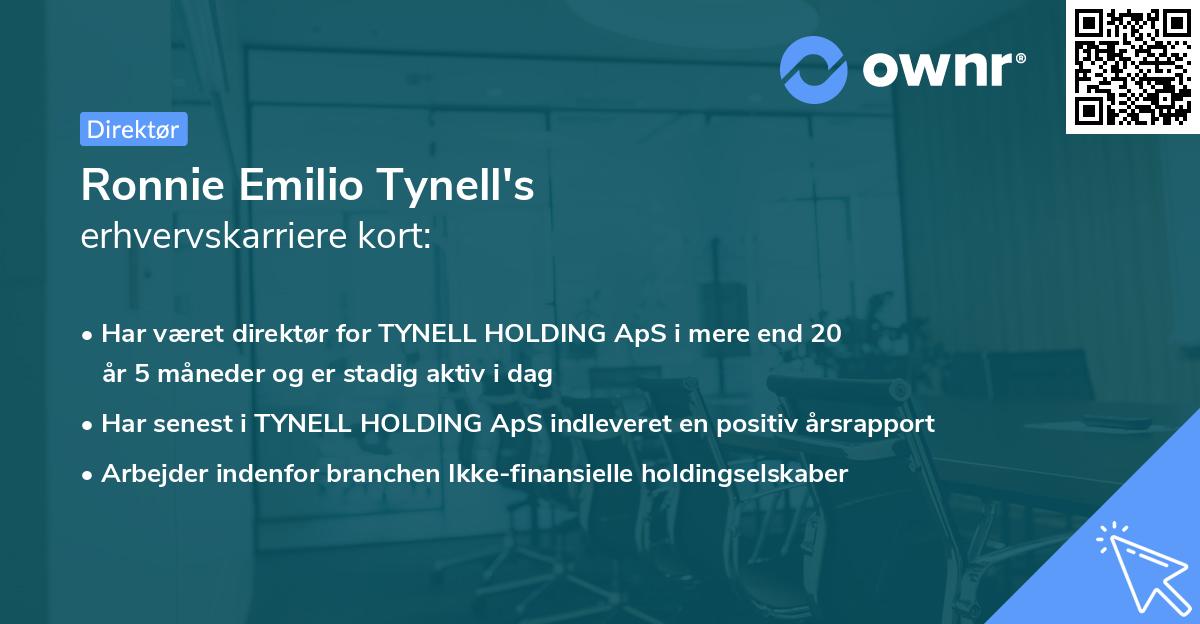 Ronnie Emilio Tynell's erhvervskarriere kort