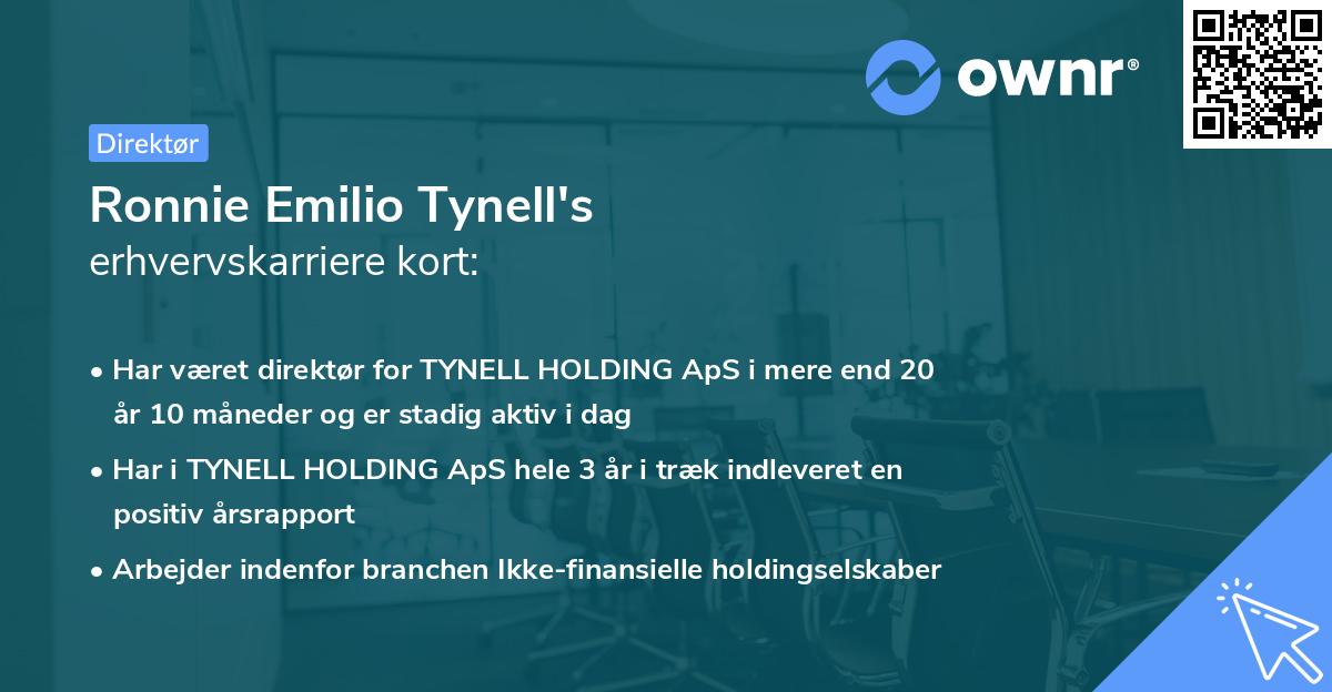 Ronnie Emilio Tynell's erhvervskarriere kort