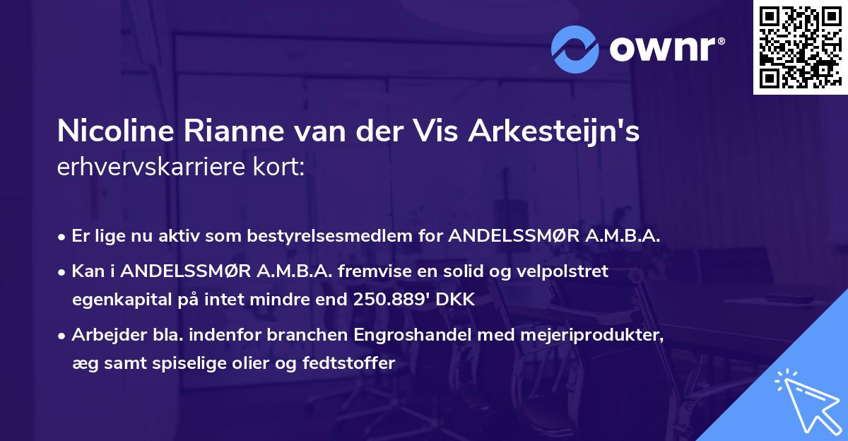 Nicoline Rianne van der Vis Arkesteijn's erhvervskarriere kort