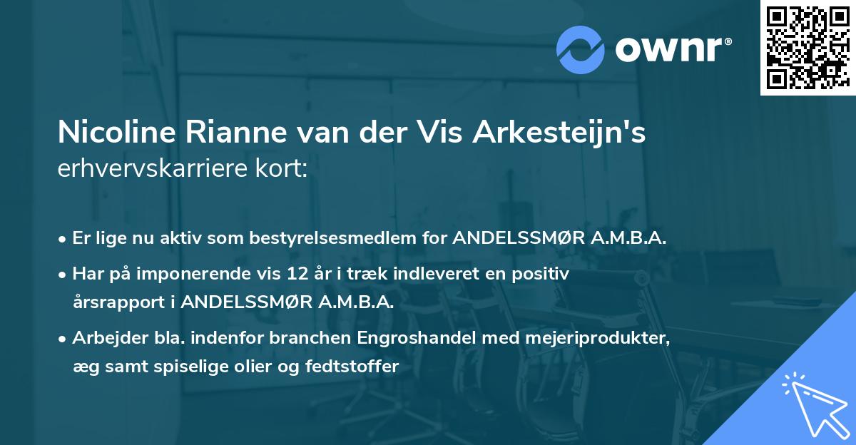 Nicoline Rianne van der Vis Arkesteijn's erhvervskarriere kort