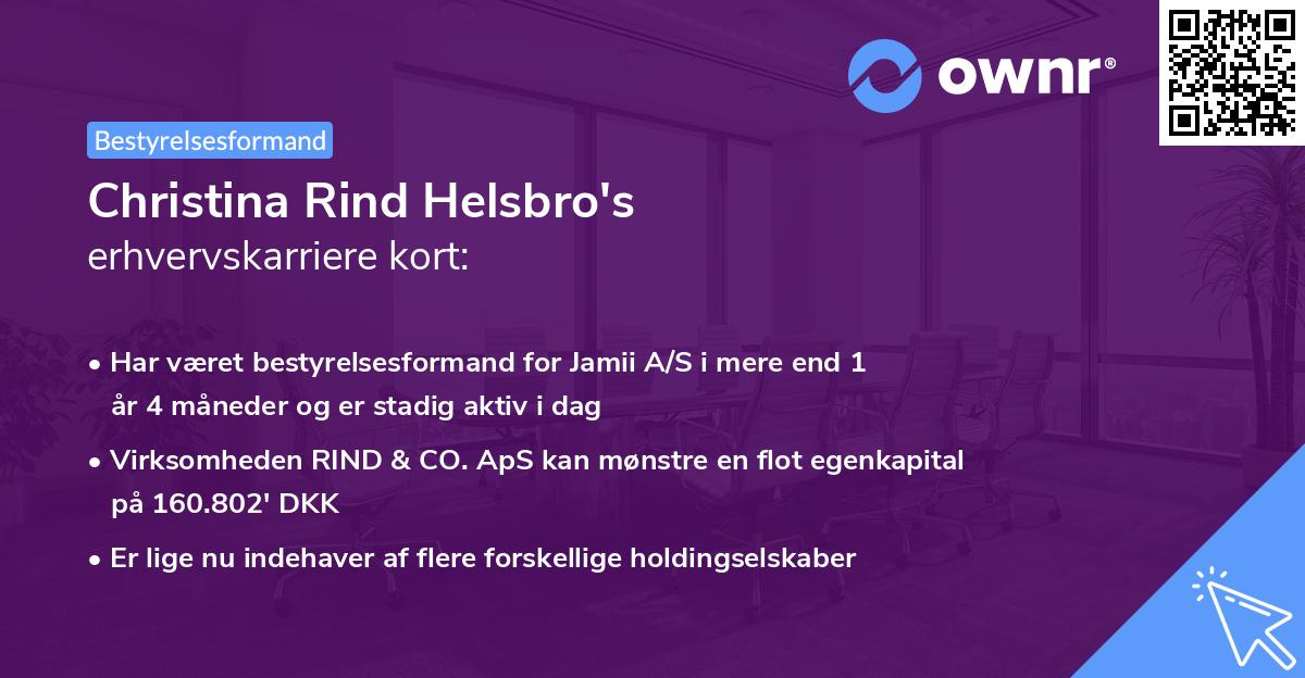 Christina Rind Helsbro's erhvervskarriere kort