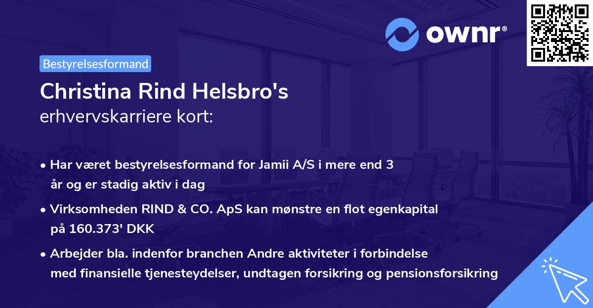 Christina Rind Helsbro's erhvervskarriere kort