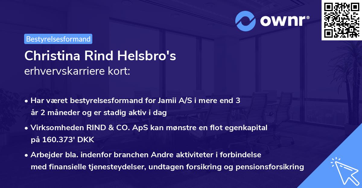 Christina Rind Helsbro's erhvervskarriere kort