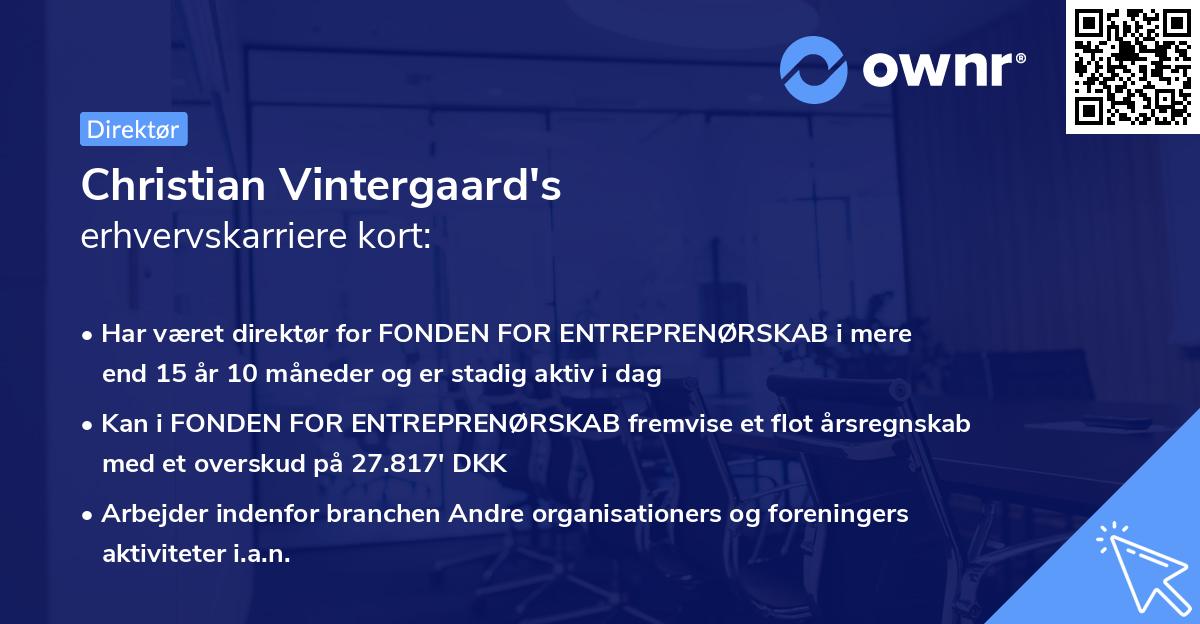 Christian Vintergaard's erhvervskarriere kort
