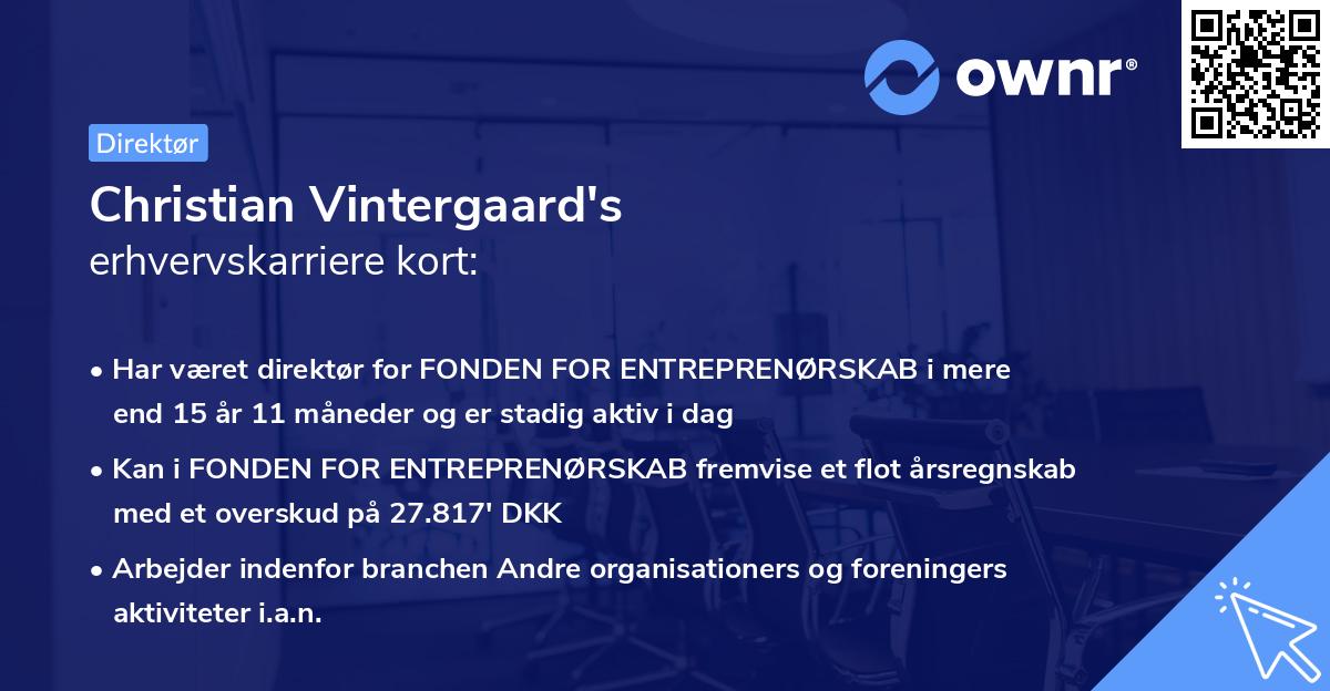 Christian Vintergaard's erhvervskarriere kort