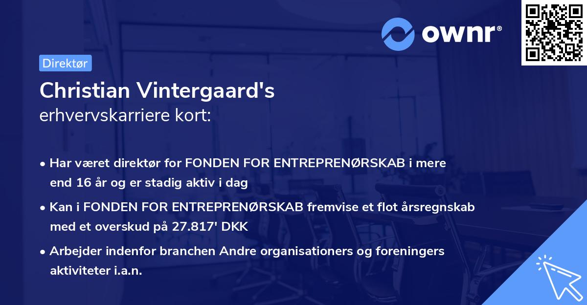 Christian Vintergaard's erhvervskarriere kort