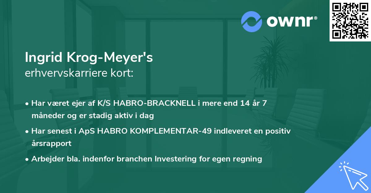 Ingrid Krog-Meyer's erhvervskarriere kort