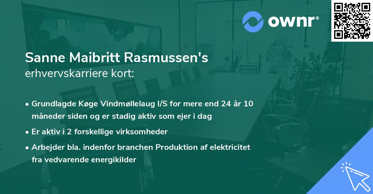 Sanne Maibritt Rasmussen's erhvervskarriere kort
