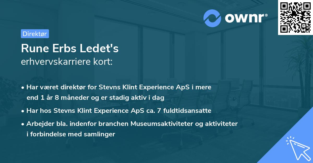 Rune Erbs Ledet's erhvervskarriere kort