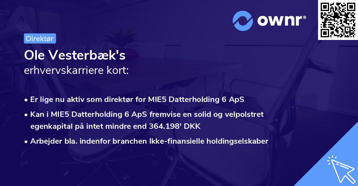 Ole Vesterbæk's erhvervskarriere kort