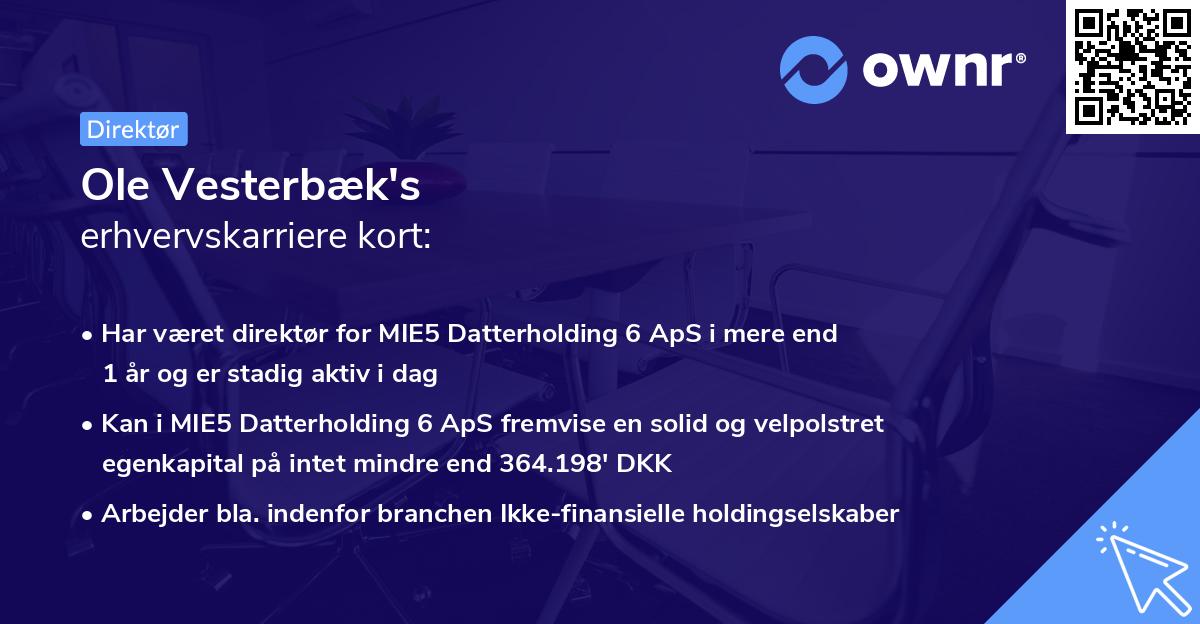 Ole Vesterbæk's erhvervskarriere kort