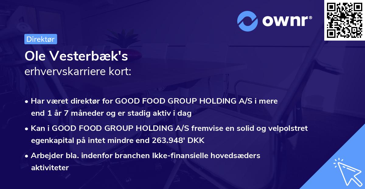 Ole Vesterbæk's erhvervskarriere kort