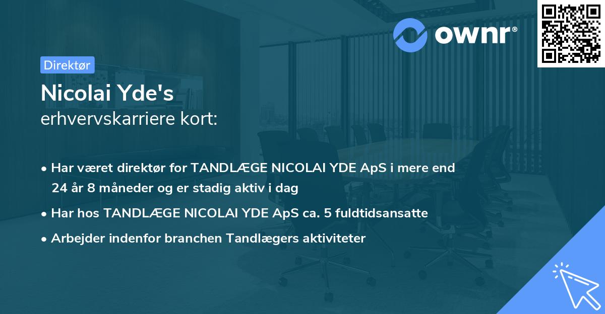 Nicolai Yde's erhvervskarriere kort
